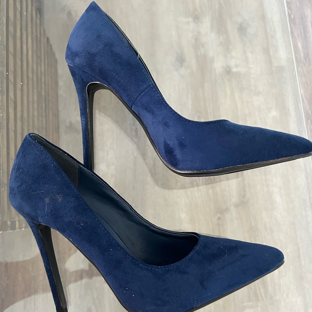 Delicacy Navy Blue Suede Pointed Toe Stiletto Heels